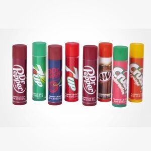 Taste Beauty Flavored Lip Balms Dr. Pepper 7up A&W Root Beer Orange Crush 8 Pack